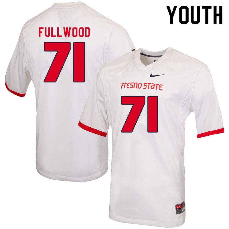 Youth #71 Rolan Fullwood Fresno State Bulldogs College Football Jerseys Sale-White - Click Image to Close